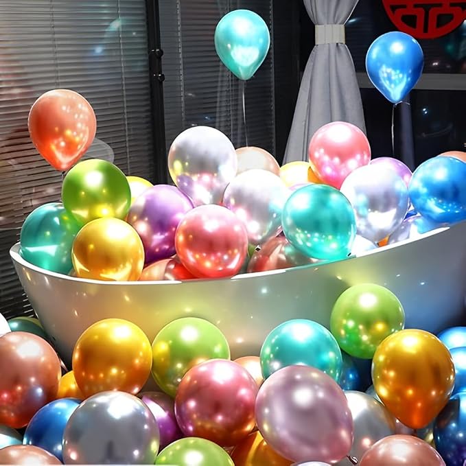 300 Pack Metallic Balloons 12 Inch Chrome Shiny Assorted Colors Latex Rainbow - Image 5