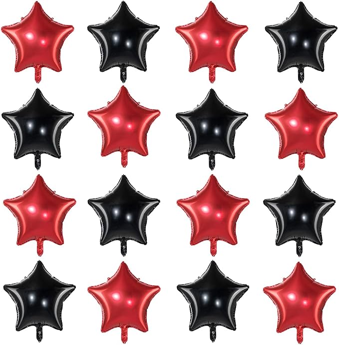 18" Red Black Big Balloons Star Foil Mylar Helium Balloons - Image 2