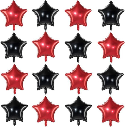 18" Red Black Big Balloons Star Foil Mylar Helium Balloons - Image 2