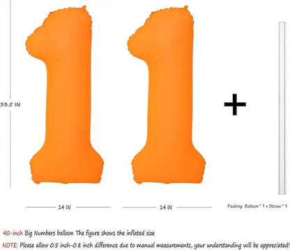 Orange Birthday Number 11 Balloon 40IN Fluorescent Orange 11 Balloon | - Image 2