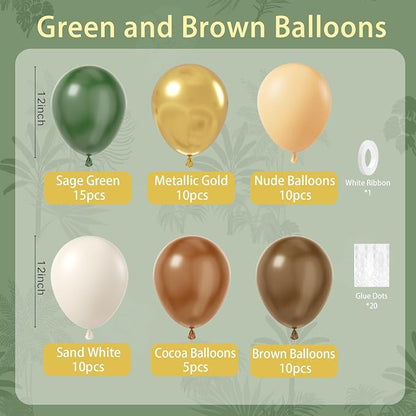 BAUANOOY Green and Brown Balloons - Image 2