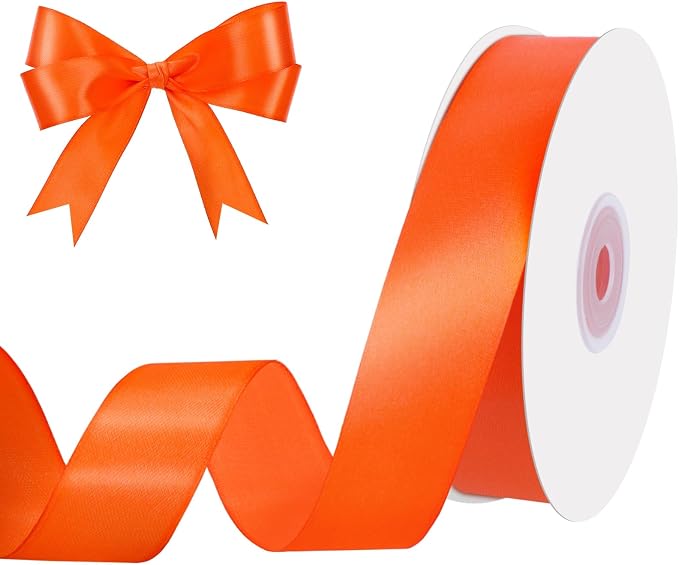 woric Orange Ribbon 1 Inch 50 Yards Orange Satin Ribbon by woric