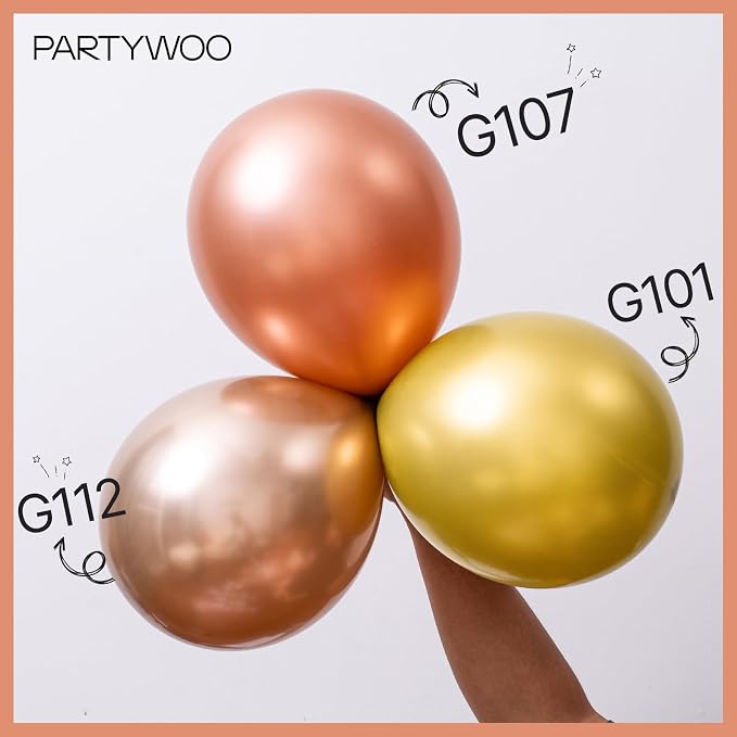 PartyWoo Rose Gold Balloons 100pcs Metallic Chrome Rose Gold Color | 12 Inch - Image 4