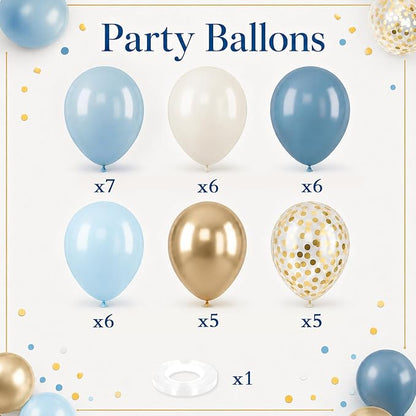 HILAVO Dusty Blue Balloons 12 Inch Pastel Fog Blue Slate White Sand Metallic - Image 2