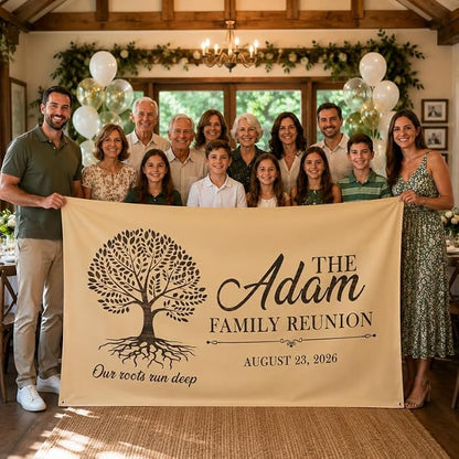 Personalized Family Reunion Banner Tree Design Customized - Image 3