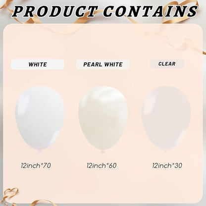 160Pcs 12 Inch White Pearl White Clear Latex Balloons Kit, Bride Balloons Arch - Image 2