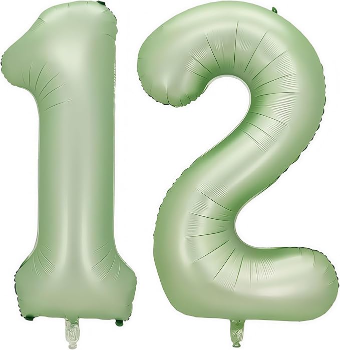 Sage Green Number 12 Balloon, 12 Balloon by BBPOOL