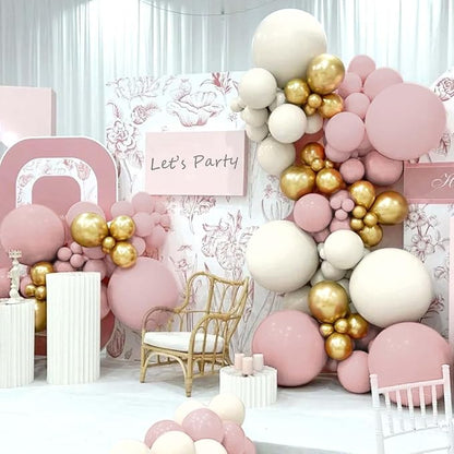 Pink White Gold Balloon Garland Arch Kit - Image 3