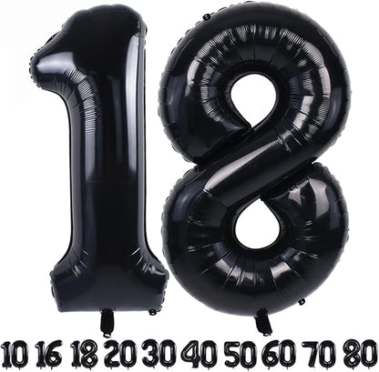 TONIFUL 40 Inch Black Number 18 Balloon Large Foil 18th Birthday Decoration | - Image 7