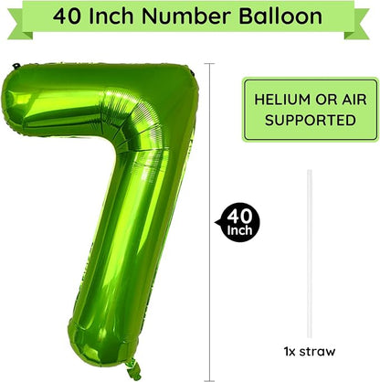 40 Inch Green Number Balloon 7, Large Number Foil Balloons Mylar - Image 2