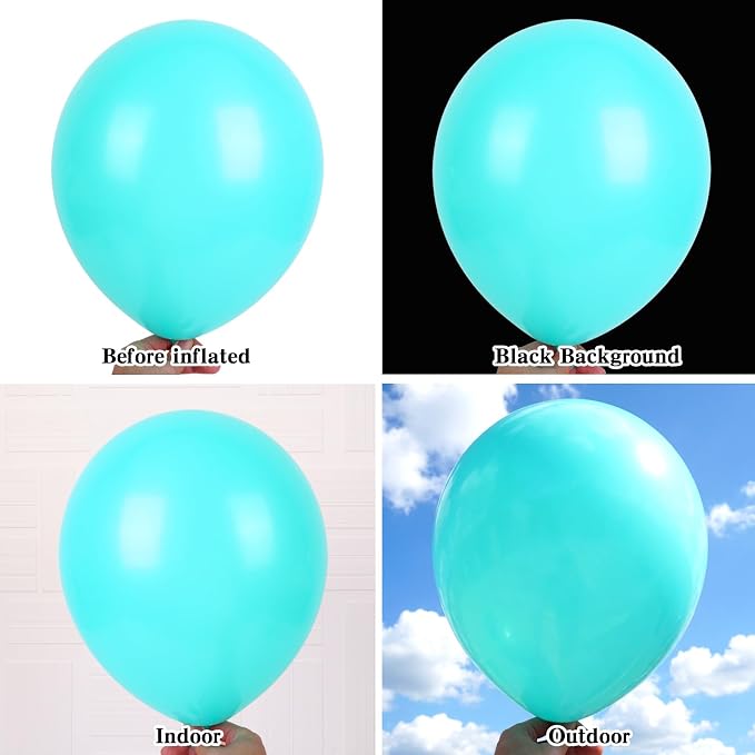 RUBFAC Blue Balloons Different Sizes Turquoise Teal Balloon Arch 154pcs | - Image 3