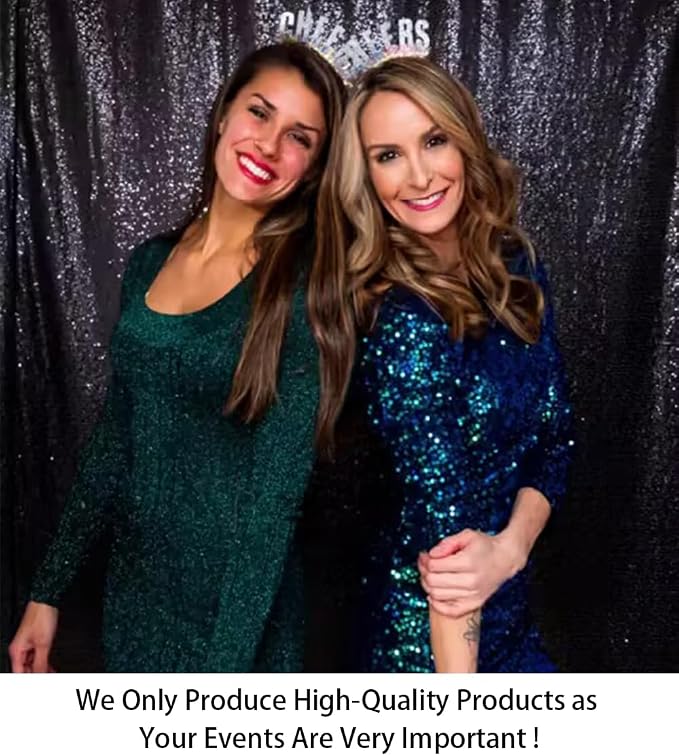 ShinyBeauty 10x10FT Black Sequin Backdrop | Photography & Wedding Background | - Image 2
