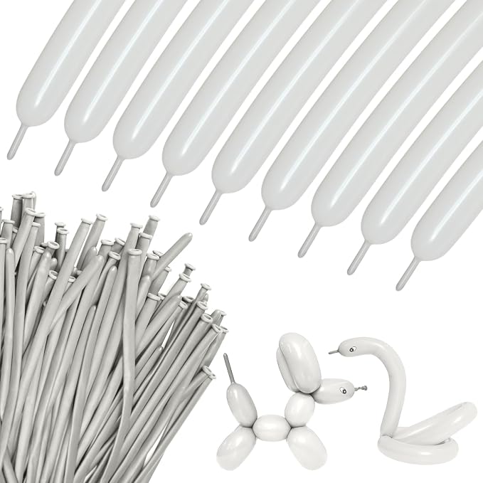 100Pcs Sand White 260 balloons, Thickening Latex Cream 260q Balloons by KUULBELAballoons