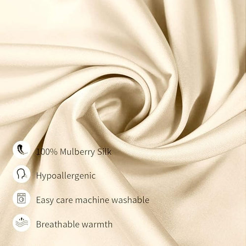 100% Mulberry Silk Pillowcases Set of 2 for Hair and Skin and Super Soft and Breathable King Size Nature Silk Pillowcases (King, Buff Beige)