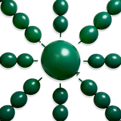 PartyWoo Dark Green Linking Balloons 100pcs 12 Inch Emerald Link Balloons | by PartyWoo