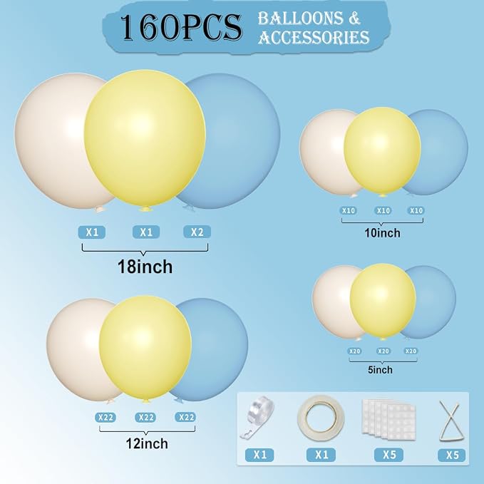 Pastel Yellow Blue White Balloon Garland Arch Kit - Image 2