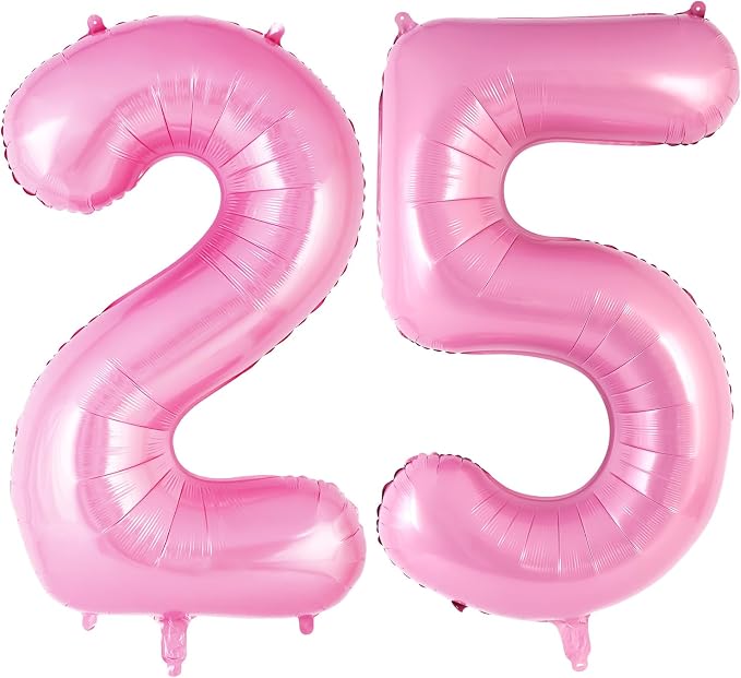 Pink Number 25 Balloons, Big Large Foil Number Balloons, Jumbo Giant Mylar by AIQINHU