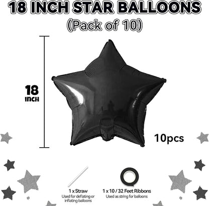 Biapian Black Star Foil Balloons, 18 Inch Stars Balloon - Image 2