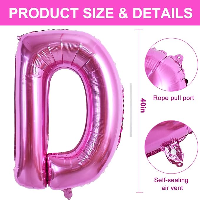 TONIFUL 40 Inch Large Rose Red Letter D Balloons - Image 2