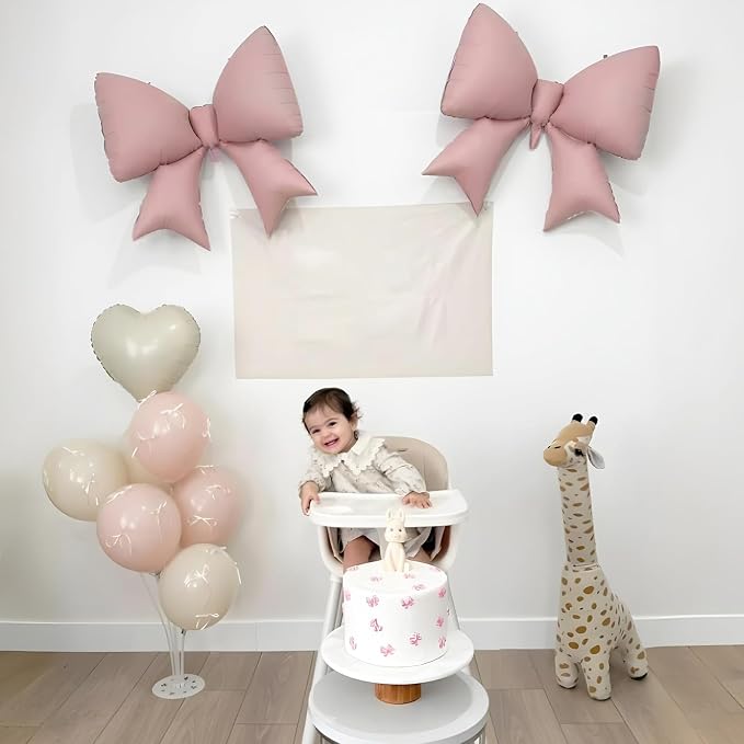 38 Inch Pink Bow Foil Balloons, Large Pink Mylar Bowknot Balloons Coquette - Image 7