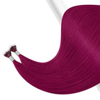 YoungSee Nano Beads Hair Extensions Magenta 18 Inch Nano Extensions Human Hair Burgundy Nano-Ring Hair Extension Remy Human Hair Colored Real Hair Cold Fusion 1g/s 25g 25s for Style Enhancement