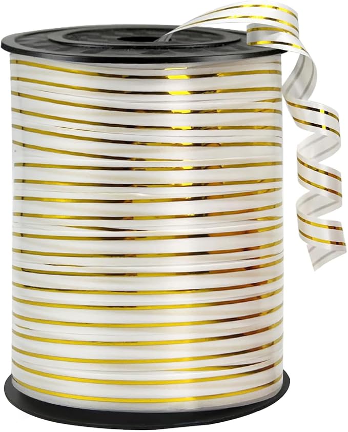 Shiny White and Gold Curling Ribbon by WFAUIBR