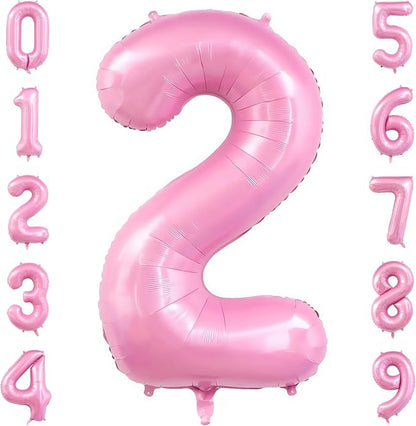Pastel Pink 2 Balloon Number, 40 Inch Light Pink 2 Balloons Large Helium Foil by BBPOOL