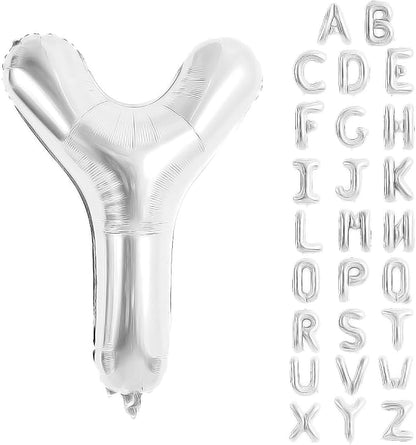 Silver Letter Balloons 40 Inch Large Alphabet Balloon Letter Y | Foil Mylar Big by YUNSHANGMO