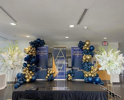 Blue and Gold Balloon Arch Kit, ADOINBY 144Pcs Navy Blue Metallic Gold Latex - Image 6