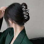 Metal Snake Shape Hair Claw Clips - Silver Line Creative Fashionable Hair Accessories for Women with Thick Hair