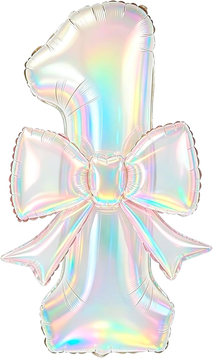 40 Inch Number 1 Balloon with Bow, Coquette Aesthetic Foil Balloon by Unknown