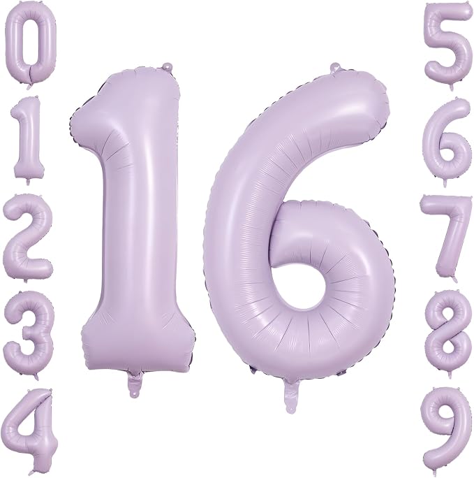 40 Inch Lavender Foil Number 16 Balloon by TNCDJKPA