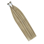 YoungSee I Tip Extensions Brown Highlight I Tip Hair Extensions Human Hair Light Brown Highlight Blonde Itip Hair Extension Real Human Hair 16In 80s 50g I-Tips Extension Human Hair Soft