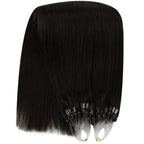 YoungSee Micro Loop Hair Extensions Real Human Hair Dark Brown Micro Ring Hair Extensions Human Hair Dark Brown Micro-Beads Hair Extension 22In 50s 50g Microring Hair Extension Real Hair for Weddings