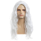 Baruisi Long Curly Wavy White Wigs for Men Synthetic Natural Party Halloween Cosplay Hair Wig，Cream White
