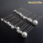 U Shaped Pearl Hair Pins for Wedding, Elegant Updo Hair Accessories for Bridal or Women, Set of 12 (Gold)