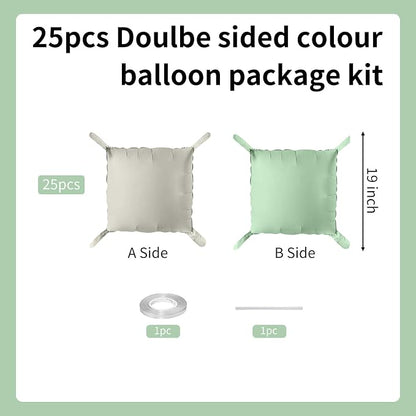 Matte Mint Green and Beige Double Sided Square Foil Balloons Wall, 19 Inches - Image 2