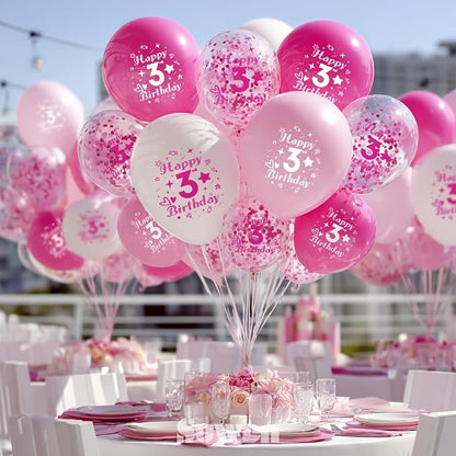 SUWEN Pink 3rd Number Printed Balloons 38PCS 12 Inch | 1-9 Latex Balloons Happy - Image 6