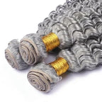 28 30 32 Inch Light Grey Bundles Human Hair Grey Deep Wave Bundles Double Weft Virgin Remy Silver Bundle Hair Weave Pure Grey Color