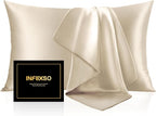 INFIIXSO Mulberry Silk Pillowcase for Hair and Skin, Silk Pillow Cases Queen Size with Hidden Zipper 20x30 Inches, Extraordinary Smooth and Soft Cooling Pillow Cases for Hot Sleepers(Beige, 1 Pack)