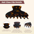 French Hair Claw Clips for Women Grils,4 Inch Strong Hold No Slip Grip Accessories Acetate Material,Not Easily Damaged,Thick or Thin Hair (Tortoiseshell)