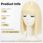 Allbell Platinum Wigs for Women Short Bob with Bangs Heat Resistant Synthetic Hair 12 inch for Daily Party Halloween Costume Use