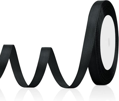 Black Ribbon for Gift Wrapping Halloween Satin Ribbon 3/8 Inch 25 Yards Eatser by OALCQ