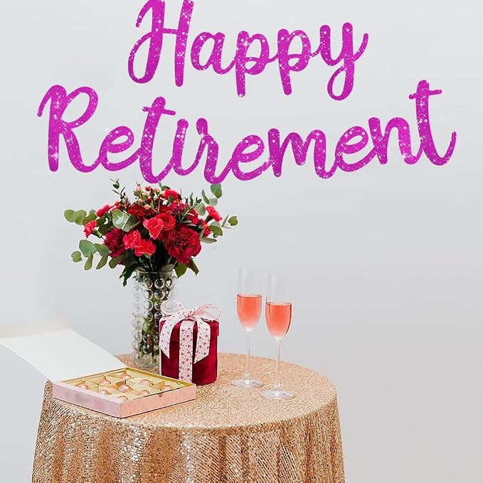 BEISHIDA Pre-Strung Glitter Purple Happy Retirement Banner Party Decoration | - Image 5