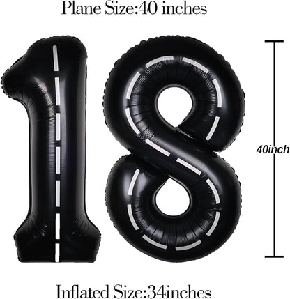 Race Car 40 Inch Black 18 Big Large Helium Balloon Number 0-9 | Track Giant - Image 6