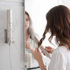 Curling Iron Holder, Stainless Steel Flat Iron Holder Wall Mount, Hair Straightener Holder for Bathroom Storage, Flat Iron Holder Wall Mount Space Saving Hair Tool Organizer Silver BANJEKT