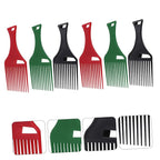 6pcs Plastic Hair Pick Combs for Afro Curly Hair Wide Tooth Detangling Accessories for Men and Women for Frizz Reduction and Smooth Styling