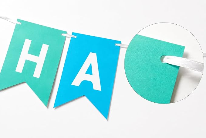 Letjolt Mint Blue Happy Birthday Banner Party Signs 13 Pcs | Supplies - Image 2