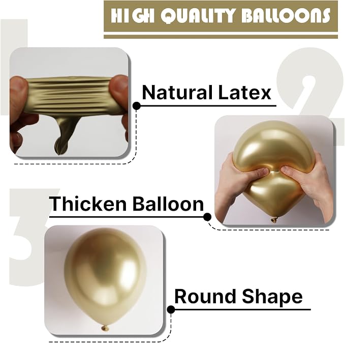 PartyWoo Metallic Gold Balloons 50pcs Chrome Gold Color 5 Inch | Balloons - Image 6