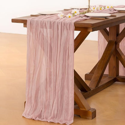 Cheesecloth Table Runner Summer Boho Wedding Birthday Party Home Decor | Pink - Image 5